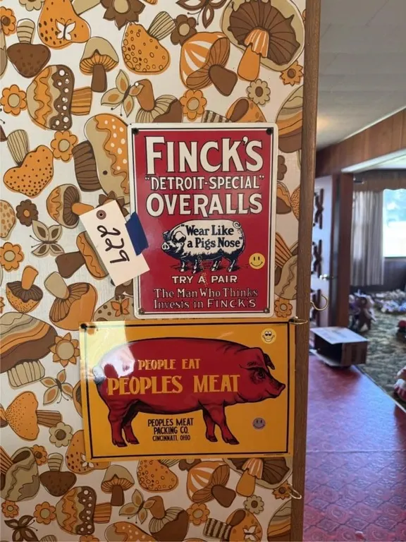 (2) Pig Metal Signs