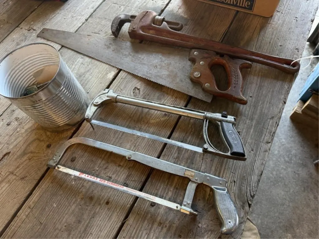 Padlocks, Saws, Pipe Wrench.