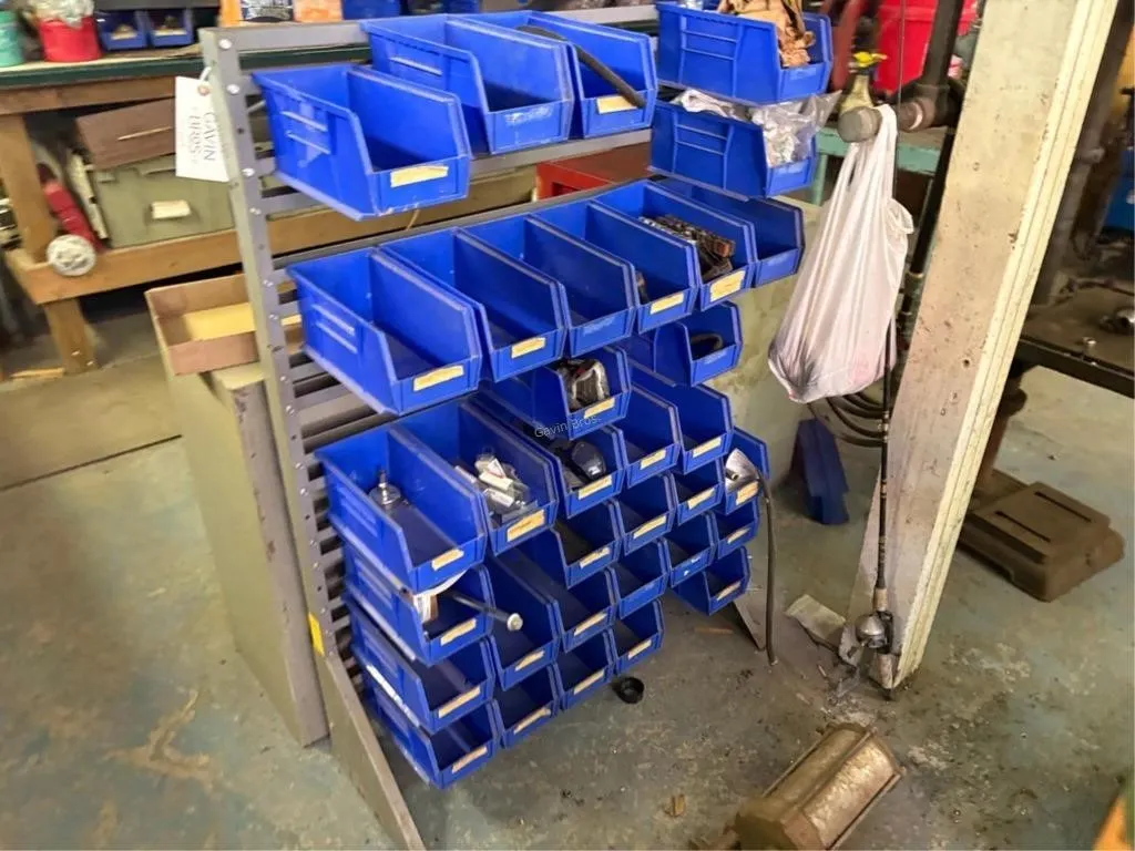 Organizer Bin Stand w/misc tooling/supplies