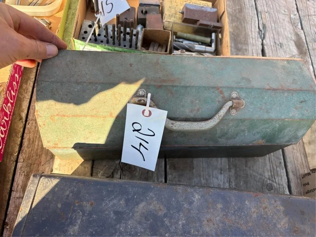 Toolbox w/gloves, MIG Welder Tips etc