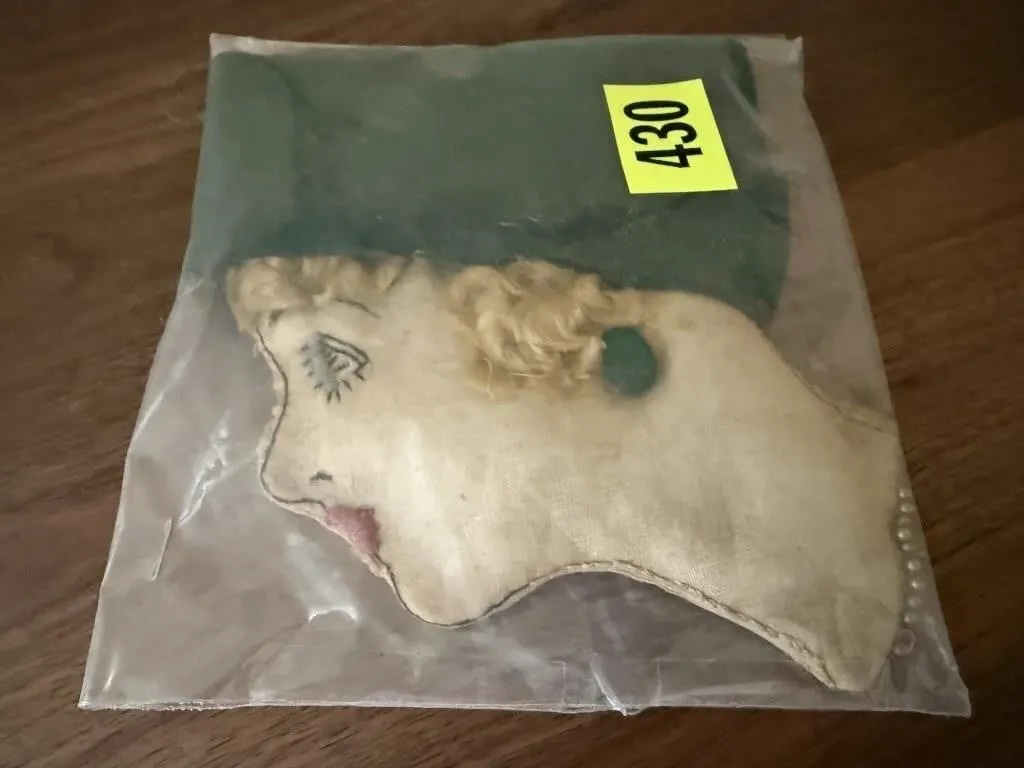 Antique fabric lady face