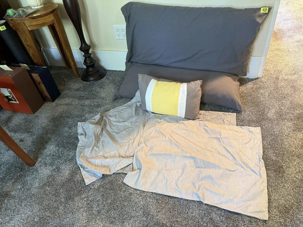 Bed pillows (2), throw pillow, shams