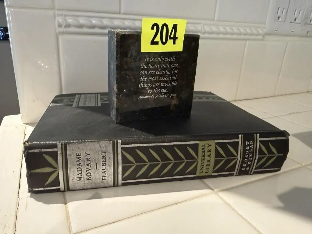 "Madame Bovary" book, stone quote block