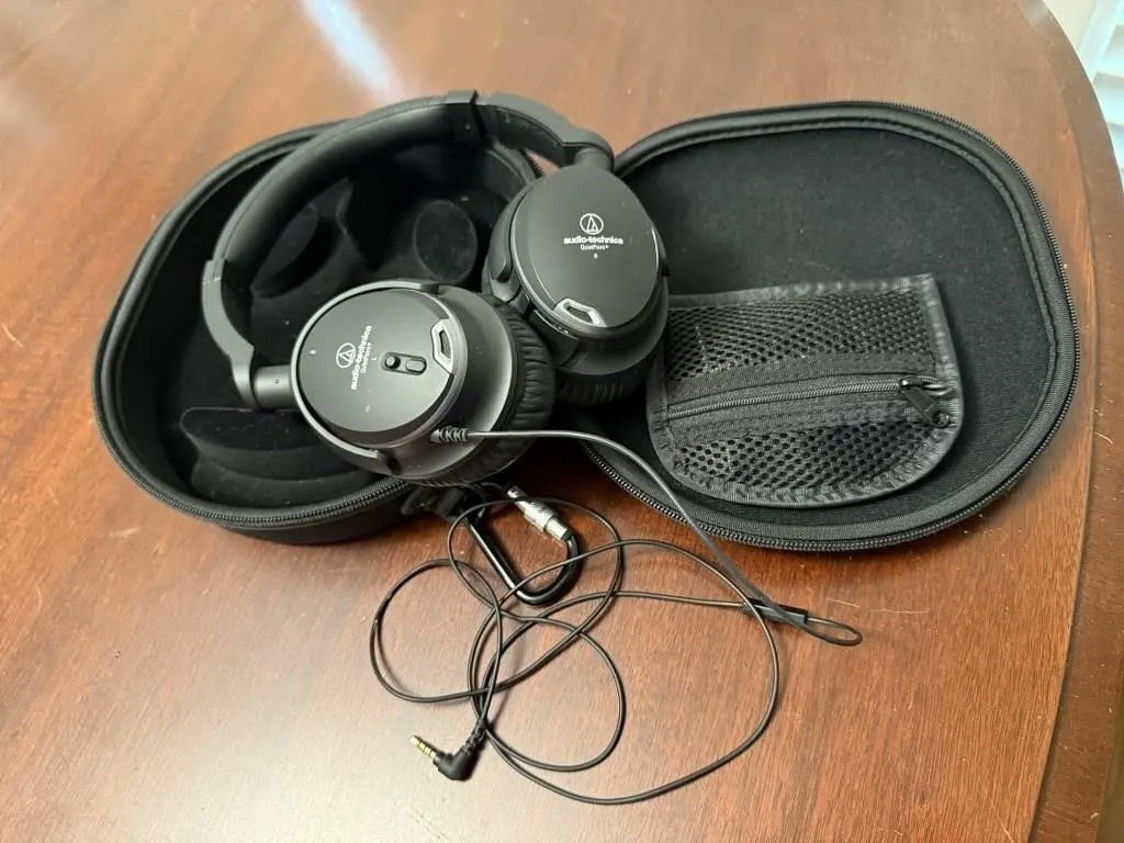 Audio-Technica headphones, carry case