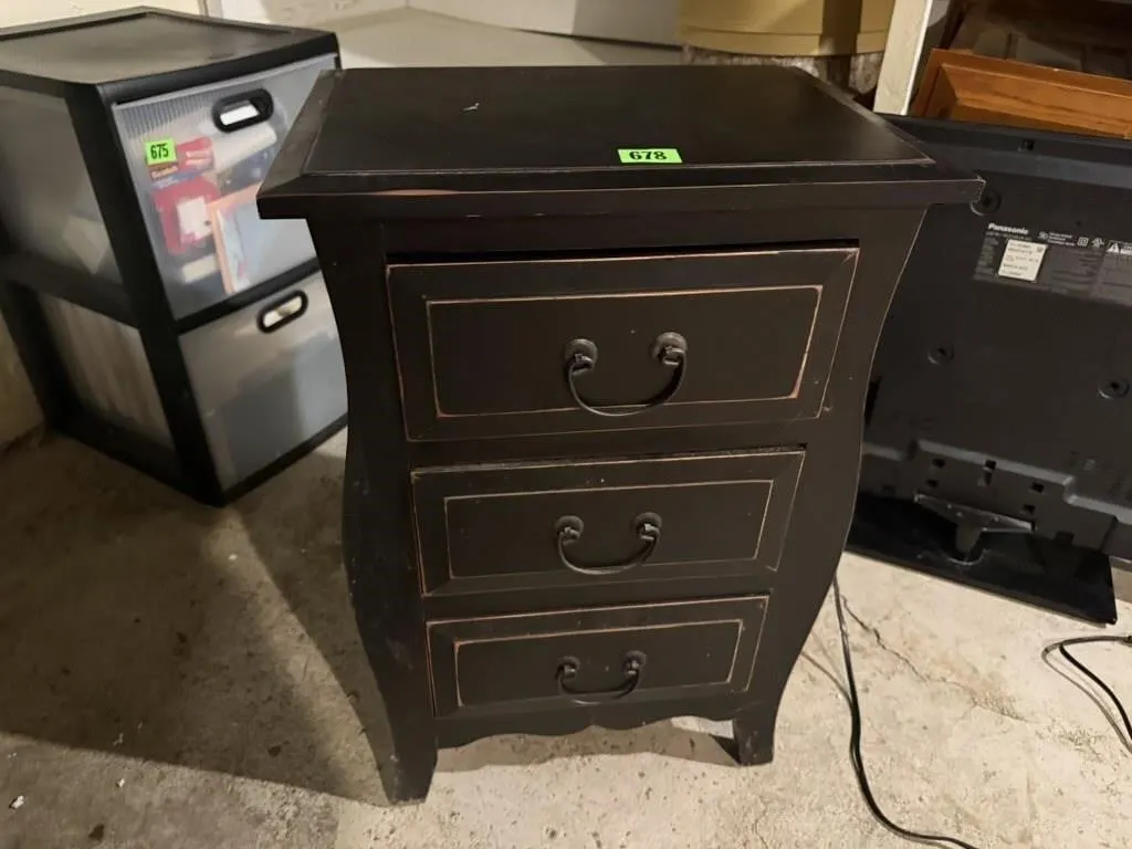 Black 3 drawer nightstand