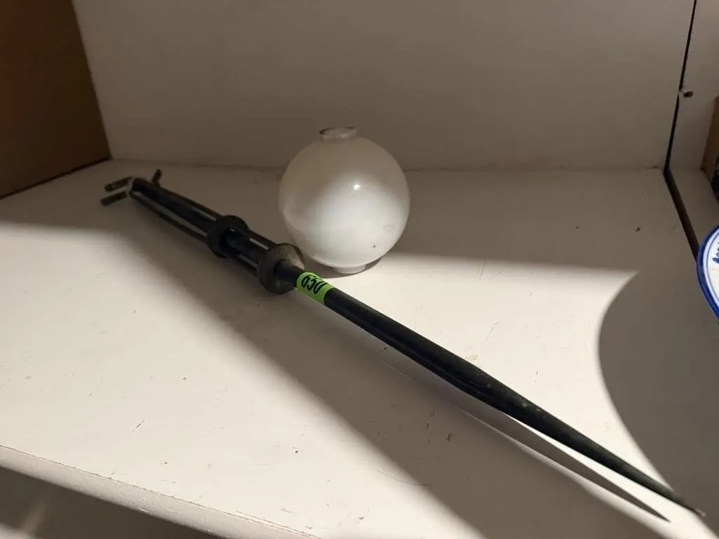 Lightning rod, milk glass globe