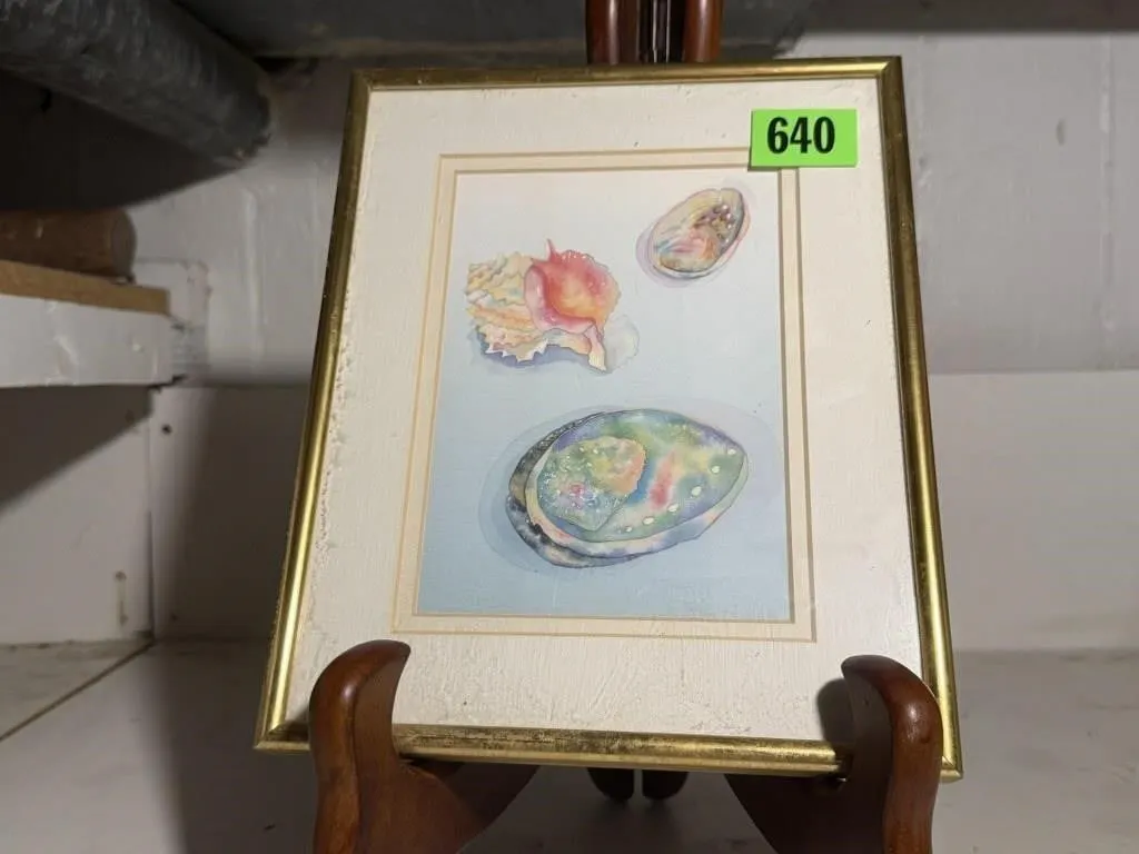 Watercolor seashell framed artwork