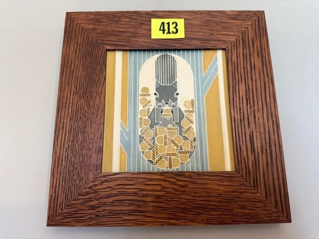 Motawi Tileworks framed squirrel art tile