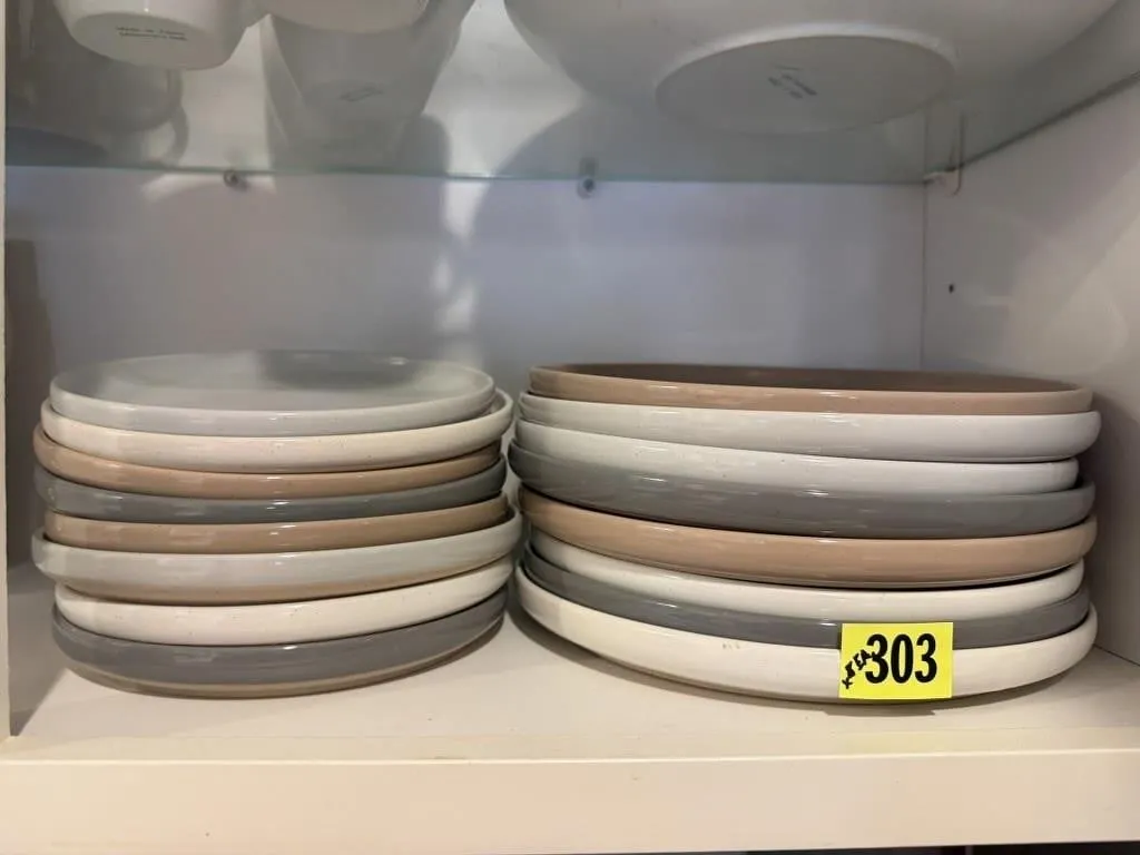 Neutral colored stoneware plates