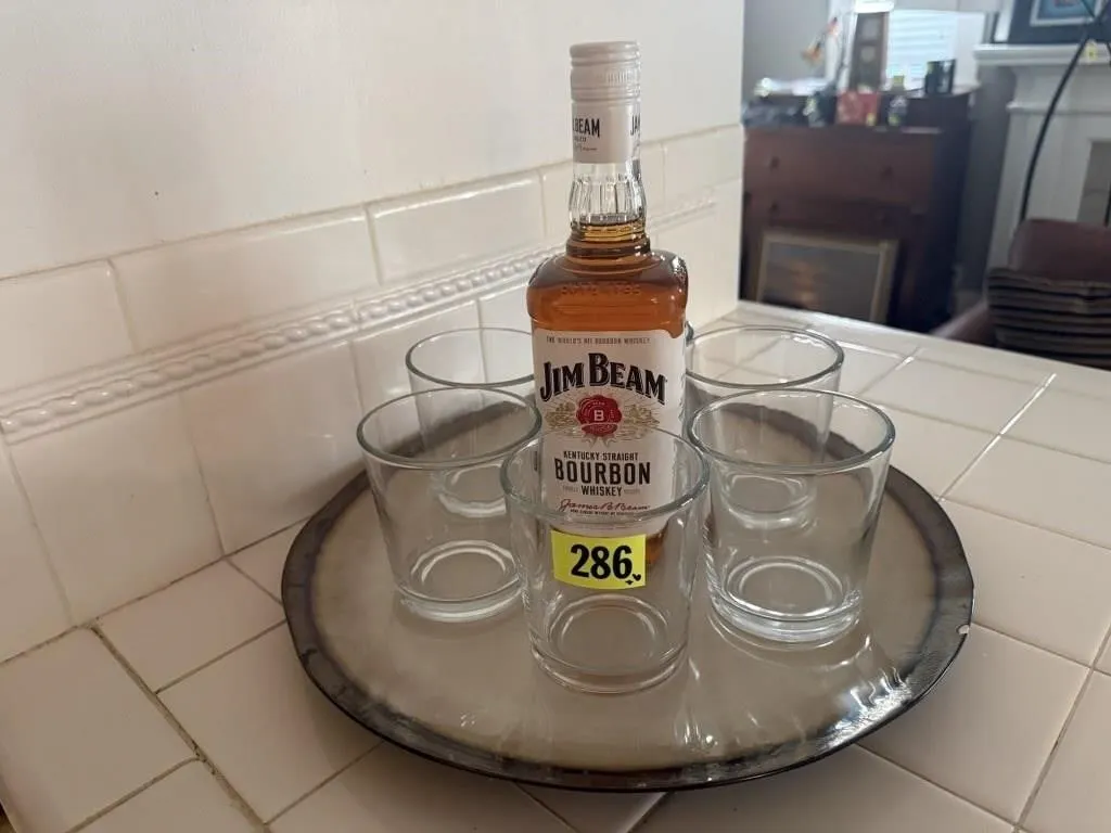 Cocktail lot, rocks glasses, serving plate,