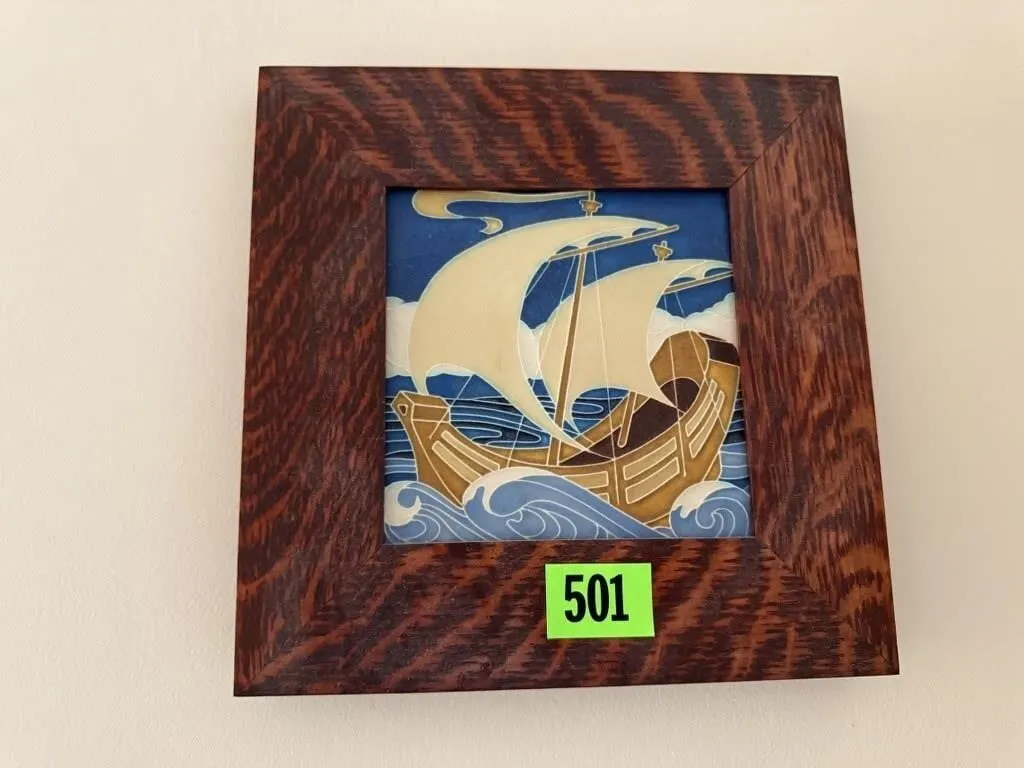 Motawi Tileworks framed nautical art tile