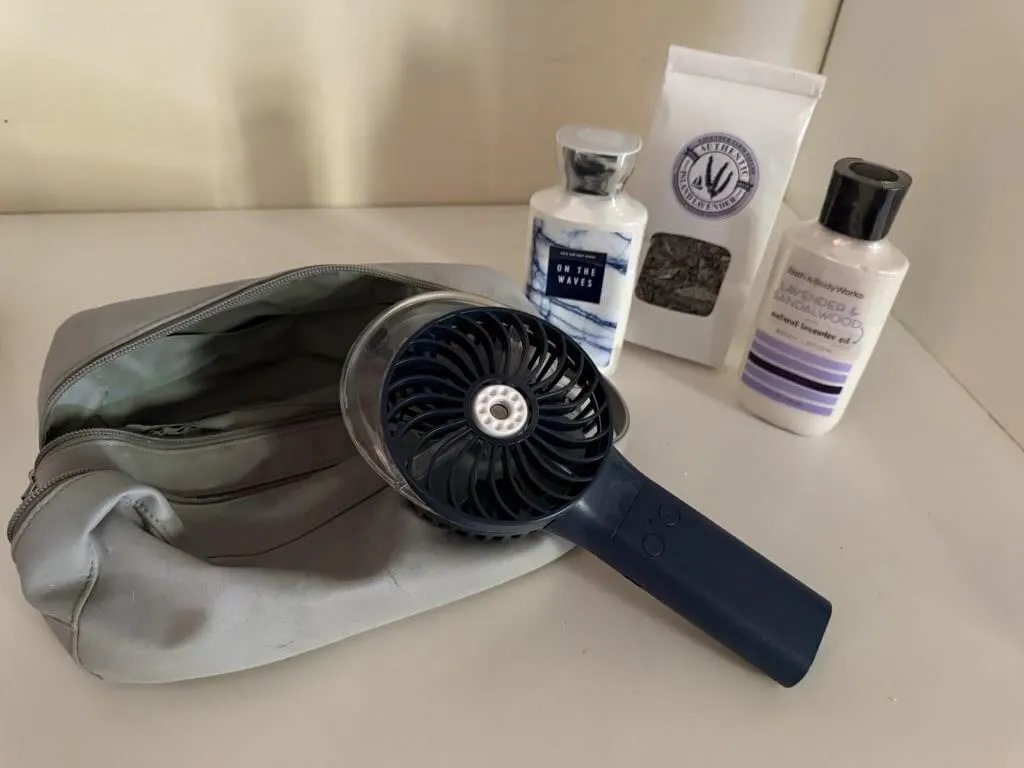 Personal fan, body lotion, lavender