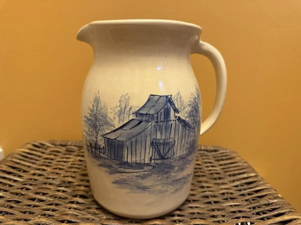 P.R. Storie pottery painted pitcher