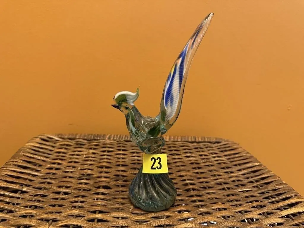Blown glass bird sculpture