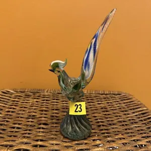 Blown glass bird sculpture