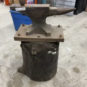 Hercules Solid Wrought 180lbs Anvil on Wood Stump Stand