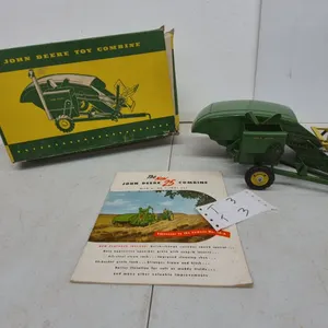 Vintage 1950s John Deere 12A pull Toy Combine Harvester with Original Box and Pamphlet. Pressed.