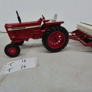 International Harvester Hydro 1026 Farmall Tractor and IH Grain Drill Replica Setdie cast