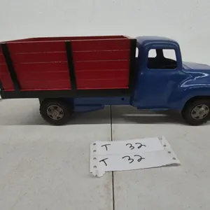 Vintage Structo Stake-Side Pressed-Metal Truck, Blue Cab and Red Bed, 14” Long