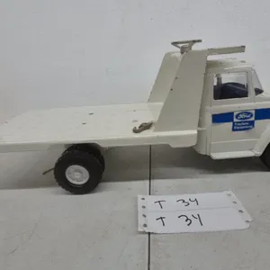 Vintage ertl Ford C-Series Flatbed Equipment Hauler Toy Truck with Winch, Late 1960s-Early 1970s.