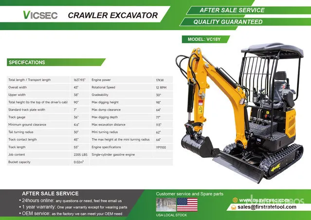 2026 VICSEC VC18Y Mini Excavator (Unused)