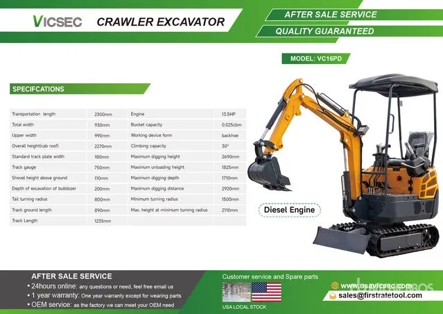 2026 VICSEC VC16PD Mini Excavator (Unused)