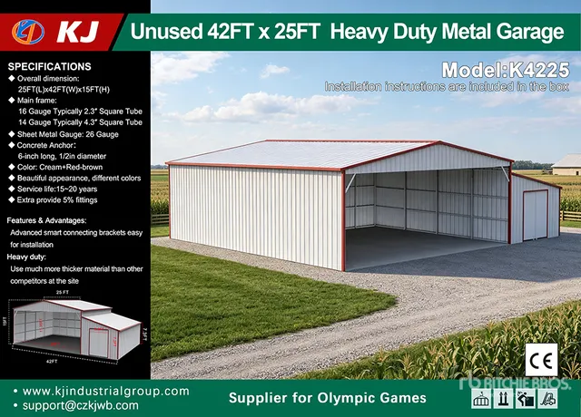 2026 KJ K4225 25 ft x 42 ft Heavy Duty Metal Garage (Unused)