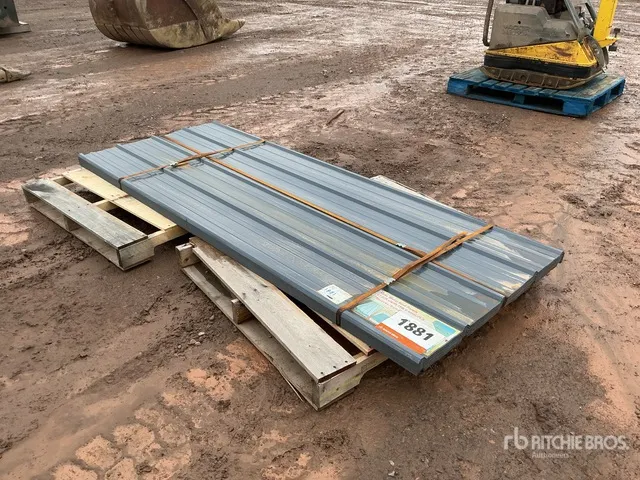 Quantity of (70) Grey Metal Roof Panels (Unused)