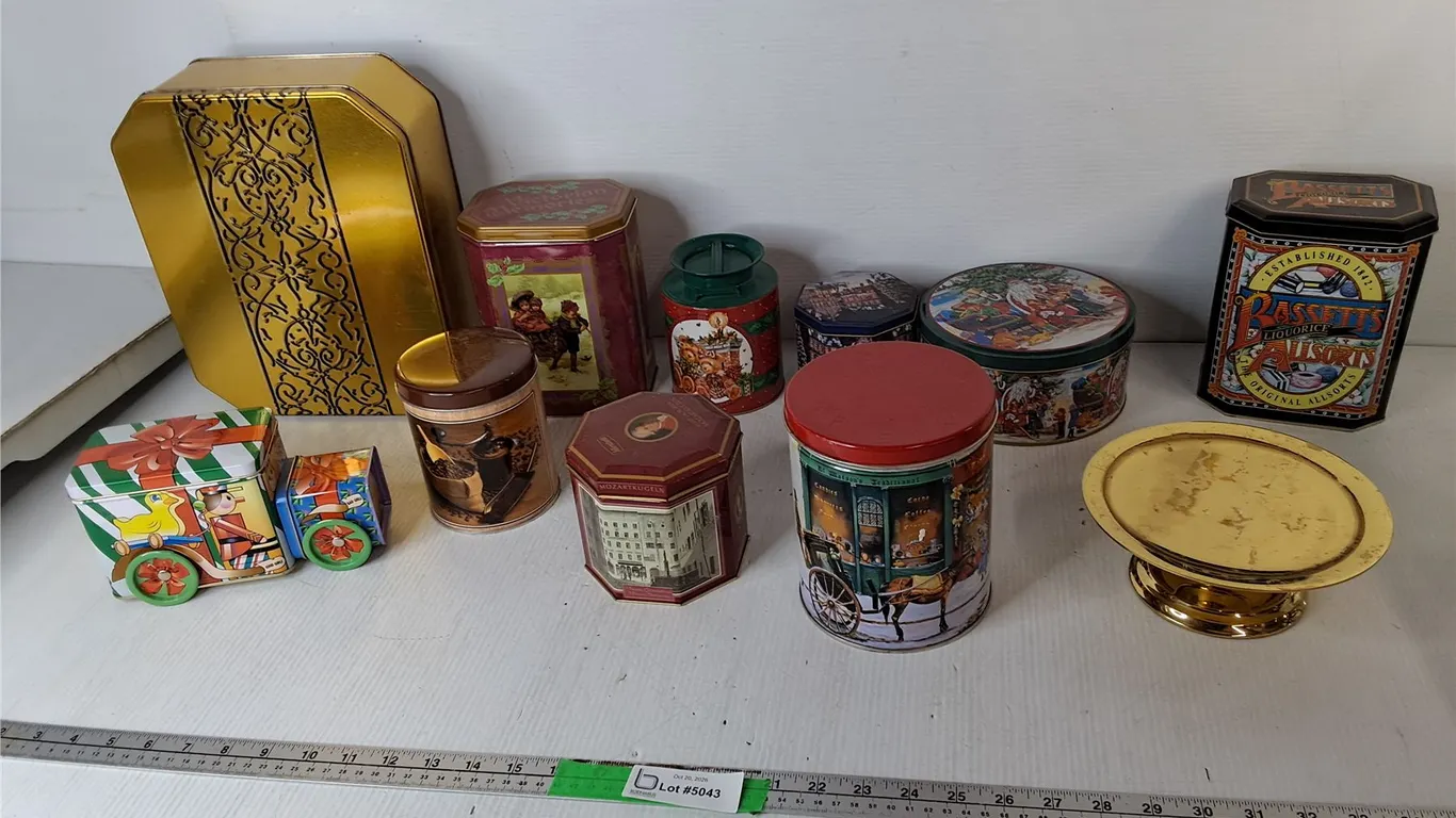Christmas Tins & Partylite Candle Stand