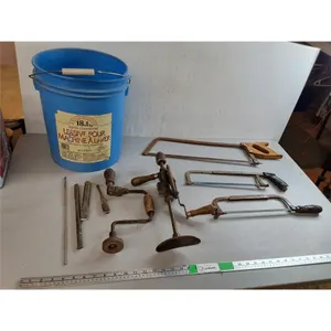 Vintage Hand Saws up to 28", 18L Pail, Hand Crank Breast Srill, Misc. Can't Ship