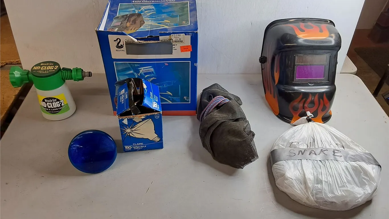 Drain Snake, Welding Helmet, Blue Floodlight, Misc. Pickup Pref'd
