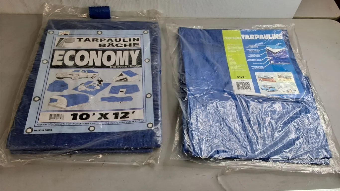 (2) Tarps- Appear New, 5' x 7' & 10' x 12'