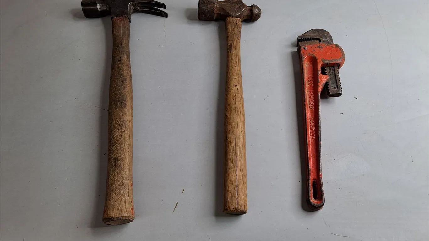 (2) Hammers up to 16.25" & 14" Pipe Wrench