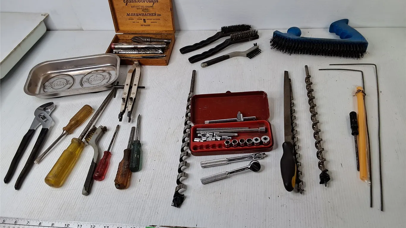 Wire Brushes, Magnetic Tray, Auger Drill Bits, Misc.