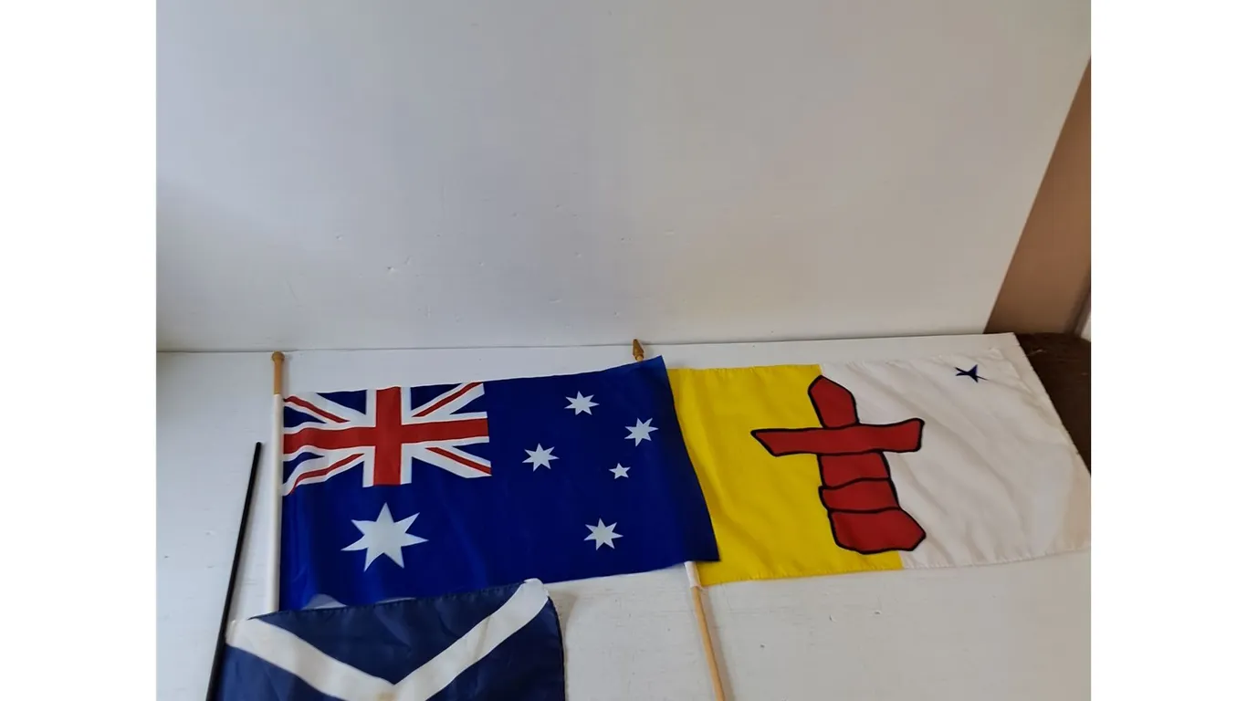 (3) Handheld Flags, Australia, Nunavut, Scotland