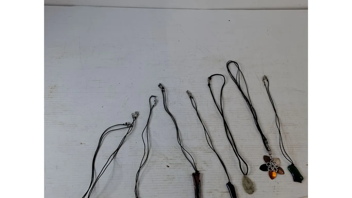 Fused Glass & Wrapped Stone Metalwork Necklaces Local Artist