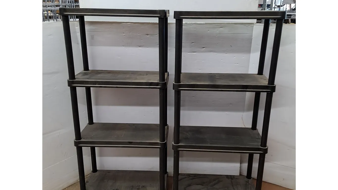 (2) Medium Plastic Shelves (24x12x52") - As Is, Pickup Only