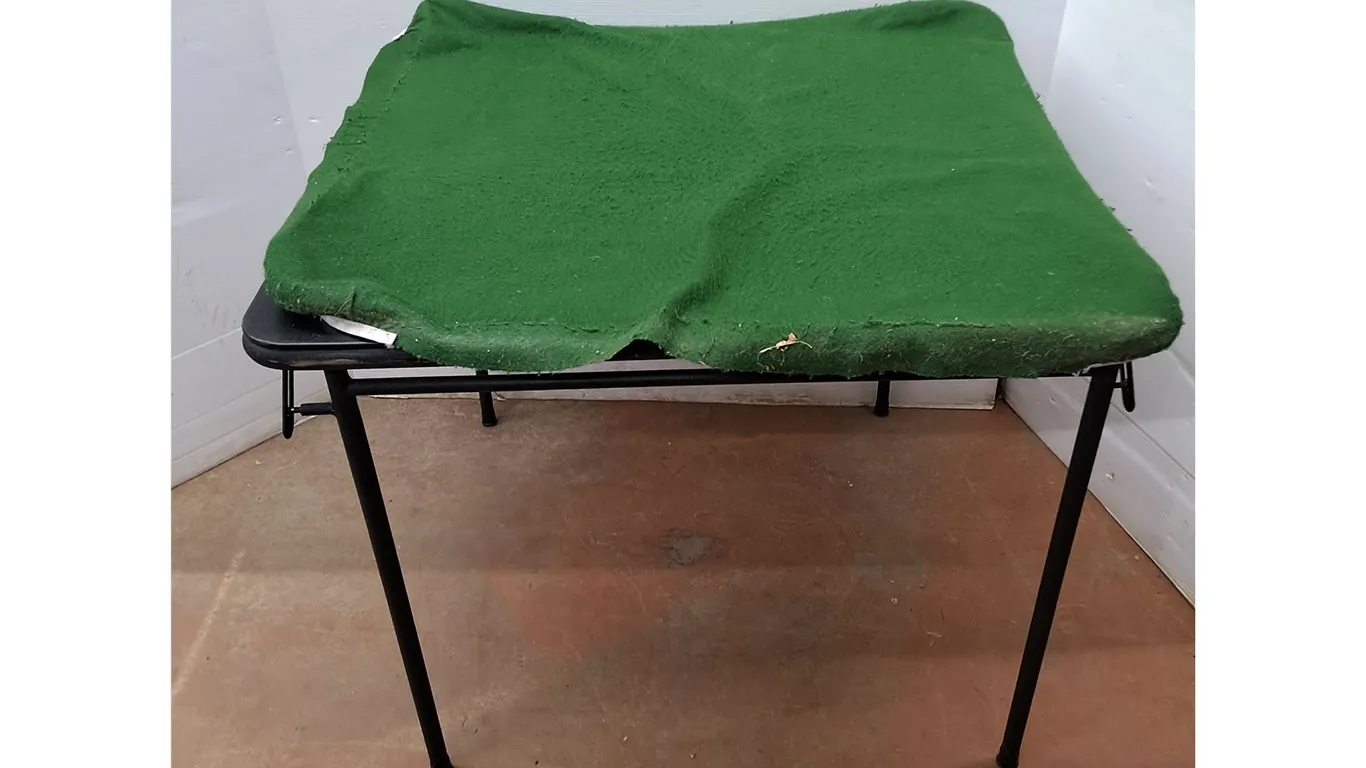 *Folding Table (34x28.5") & Green Table Cover, Pickup Only