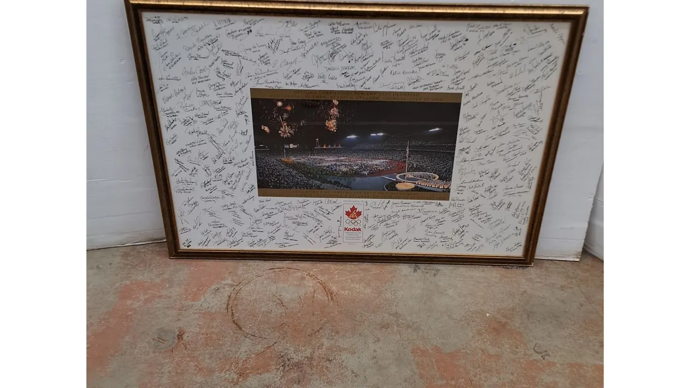 *Framed 26th Olympiad Photo & Autograph Board (41x28.5") - As Is, Pickup Only