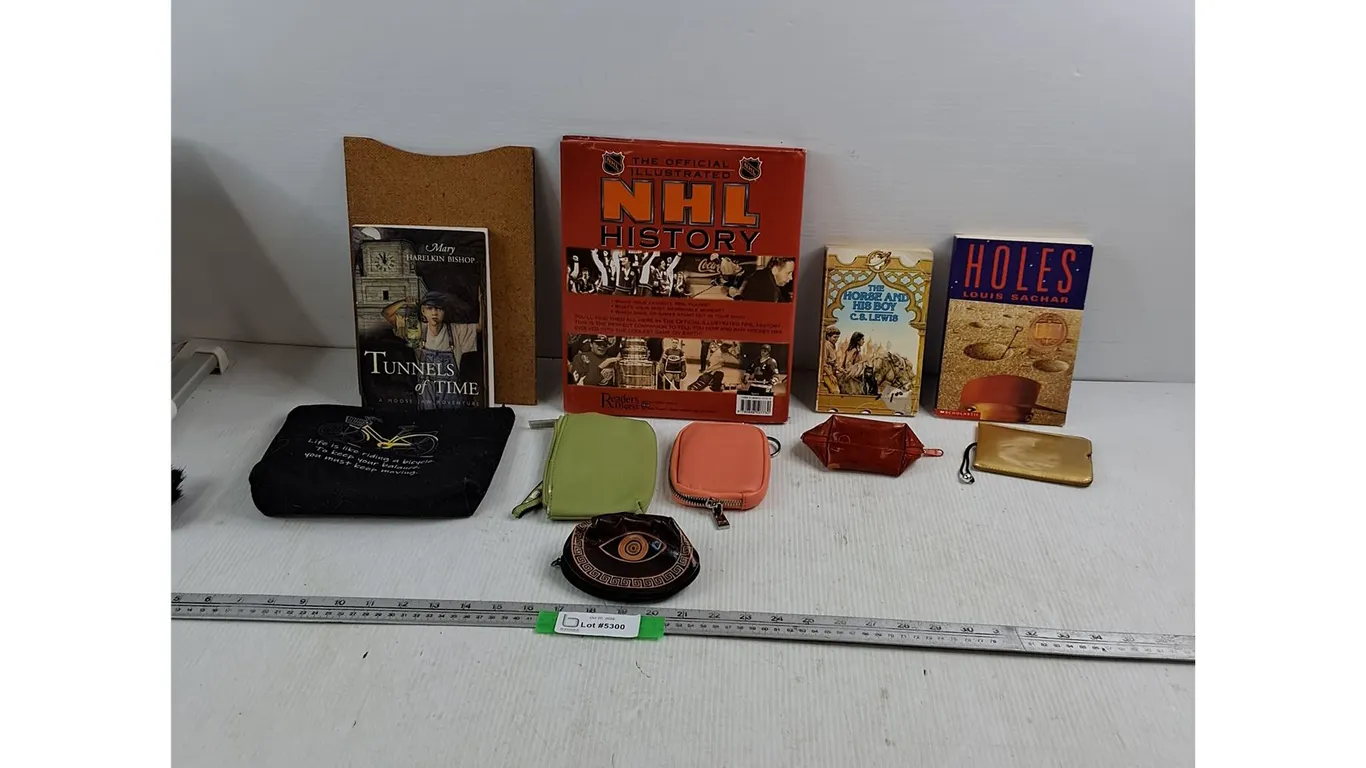 (4) Books - Pencil Case - Wallet (4) Coin Purses - As Is