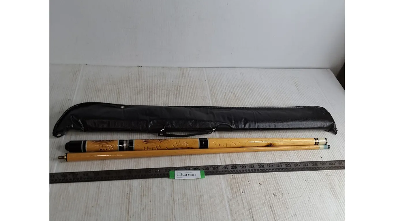 2-Part Pool Cue w/Storage Tote - 32" Length, 58" Cue Assembled