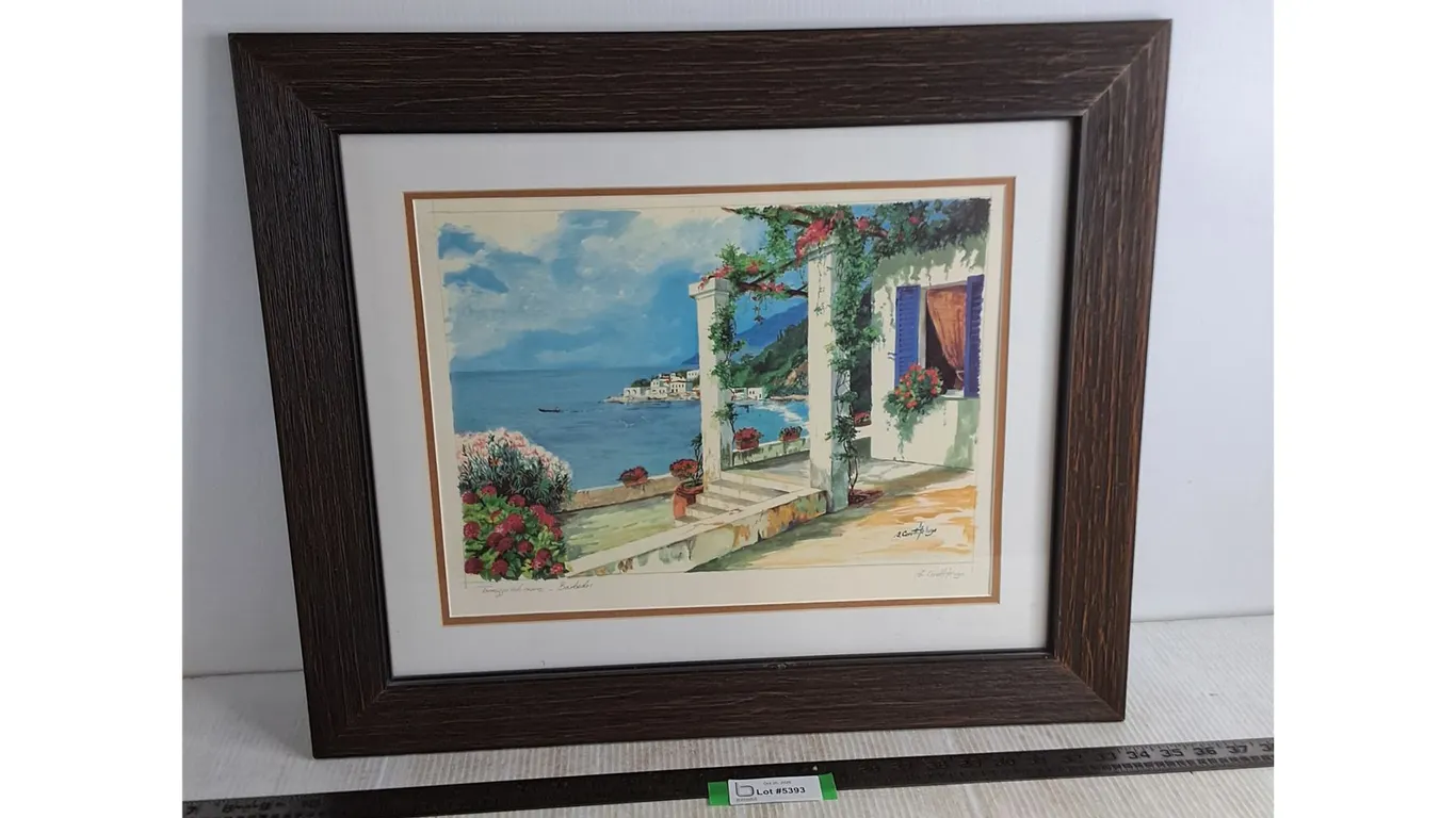 Wood Framed "Terrazo Sul Mare - Barbados" Print - 25" x 21"