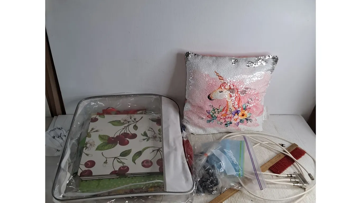 Unicorn Throw Pillow, Coaxial w/Splitter, Snow Brush, Gift Bags, Hardware