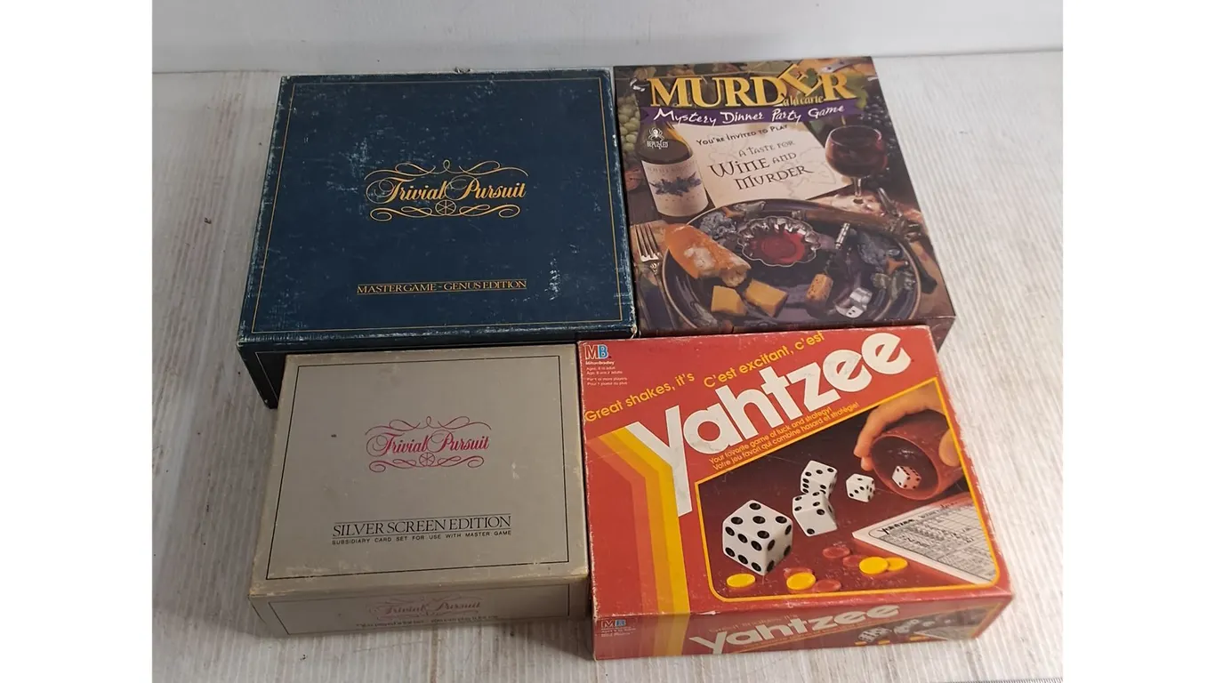 (4) Board Games (Trivial Pursuit, Murder Mystery, Yahtzee)