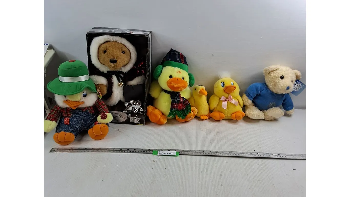 Animated Music Box Bear - Untested - (5) Stuffed Animals - As Is