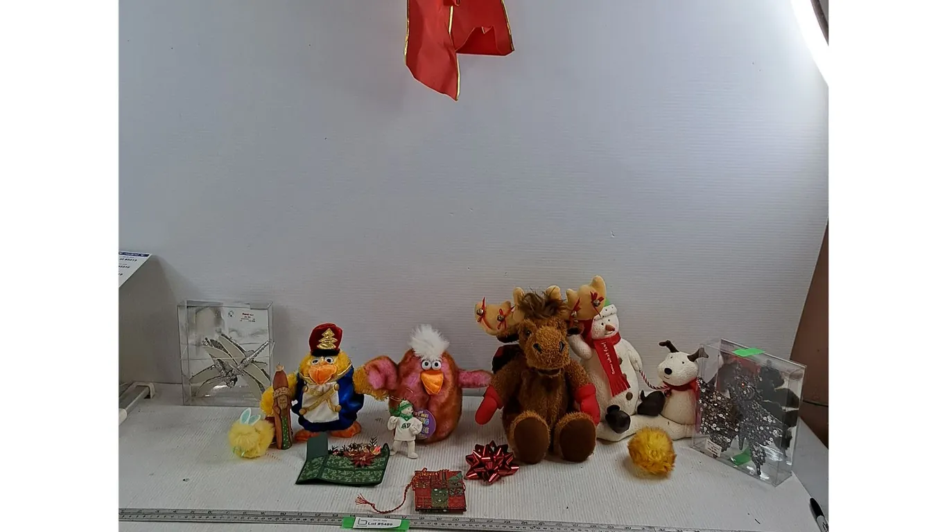 Various Toys & Stuffed Animals - Various Christmas Ornaments - (2) Singing Toys - Not Working