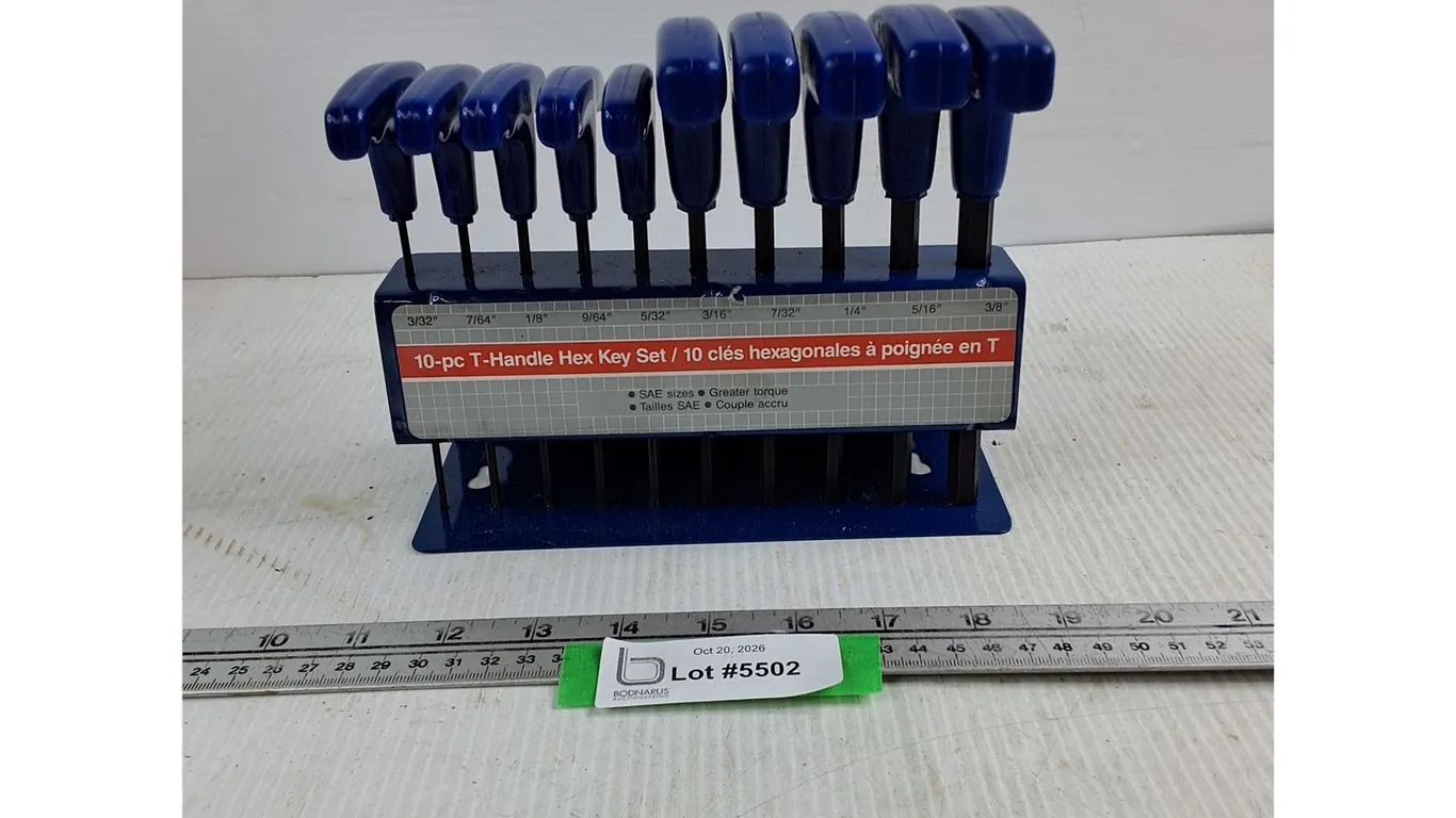 (10) Piece T-Handle Hex Key Set (CIB)
