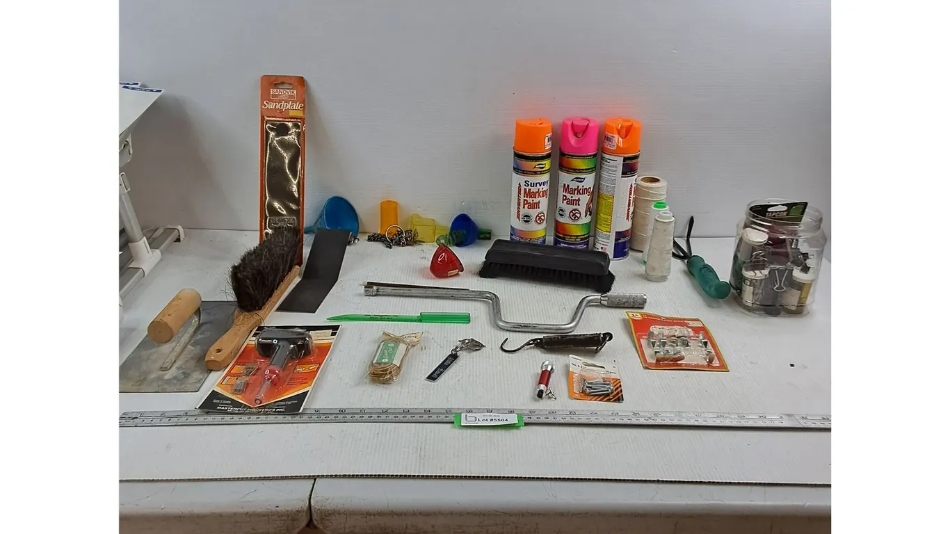 Cans of Marking Paint (2 New, 1 Used) - Hand Socket Wrench - Push Hammer (CIB) - As Is - Cannot Ship