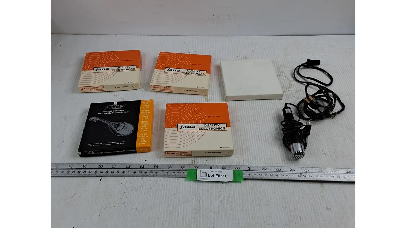 (3) 5" Tape Recording Reels - Empty 5" Reel - Mini Micrphone (Untested) - As Is