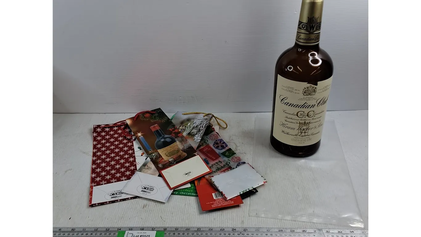(8) Christmas Gift Bags - Giant Canadian Club Pouring Bottle (20" Tall)